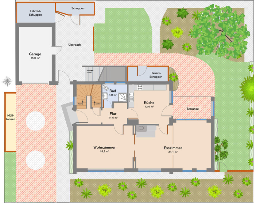 Charmantes Einfamilienhaus mit Garten und Dachterrasse