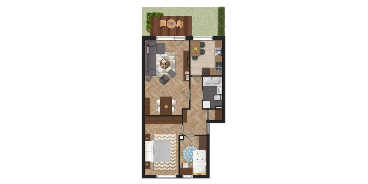 Terrassenwohnung Kiel Neumühlen-Dietrichsdorf - 2 Zimmer, 65 m&sup2;, 195.000&euro; | Angebot:25276465