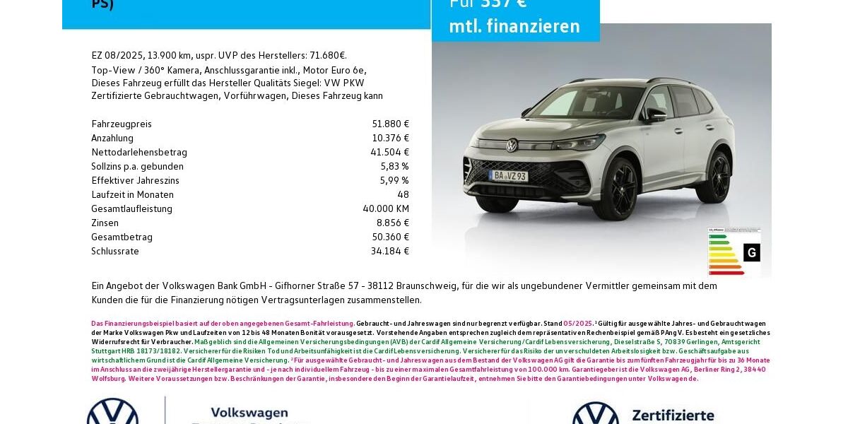 VW Tiguan 13.900 km 51.880 &euro; Bamberg 96052