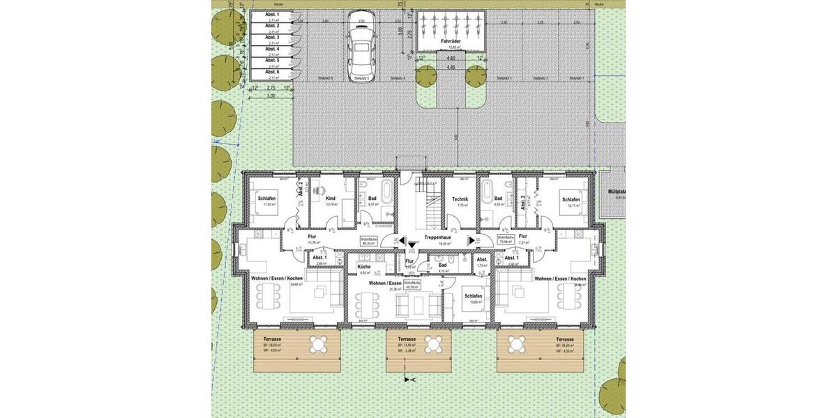 Neubauwohnungen 50-90 m2 mit GartenBalkon 3 zimmer