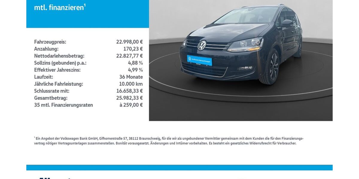 VW Sharan 93.238 km 22.998 &euro; Leinefelde-Worbis/DE 37327