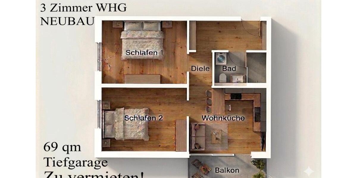 Etagenwohnung Neukirchen vorm Wald - 1.5 Zimmer, 34 m&sup2;, 650&euro; | Angebot:26113345