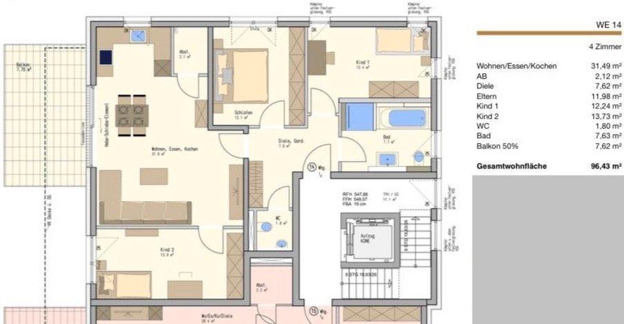 Etagenwohnung Heidenheim an der Brenz Aufhausen - 3 Zimmer, 96 m&sup2;, 470.000&euro; | Angebot:26651943