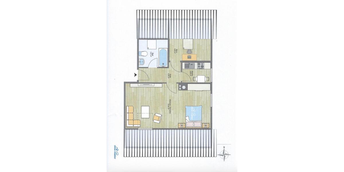 Dachgeschoßwohnung Gauting - 1.5 Zimmer, 45 m&sup2;, 295.000&euro; | Angebot:25307861