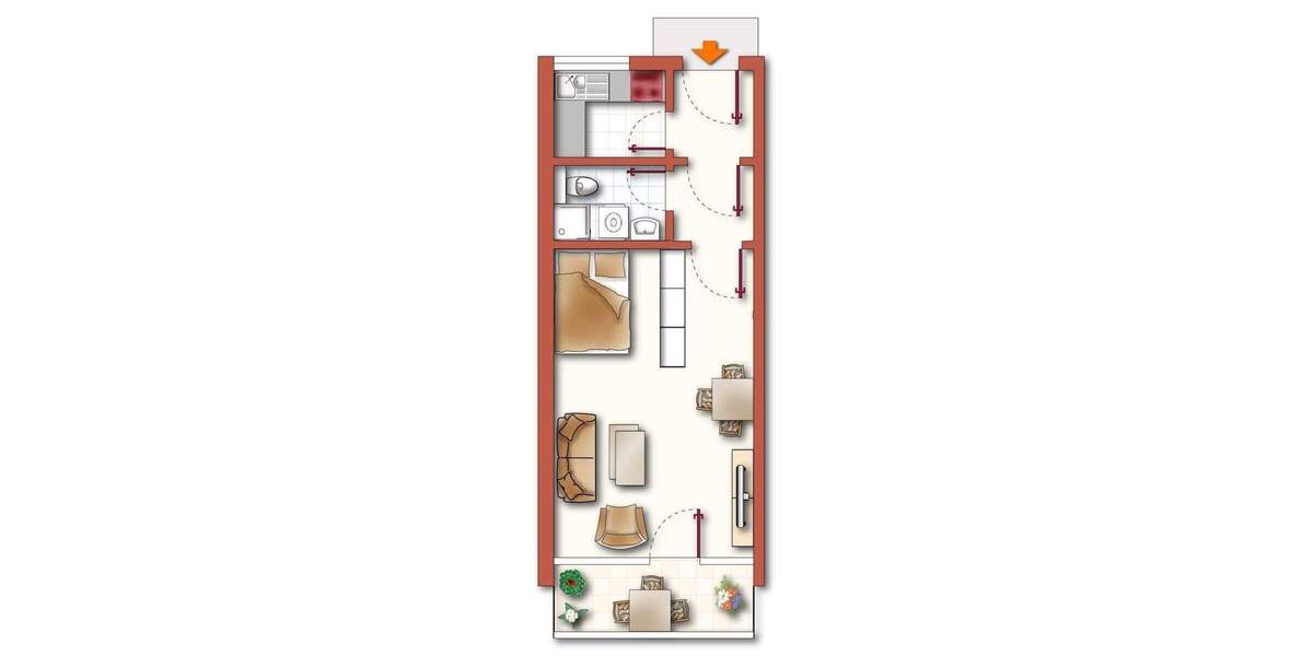 Etagenwohnung Neu-Ulm / Ludwigsfeld Ludwigsfeld - 1 Zimmer, 34 m&sup2;, 150.000&euro; | Angebot:25409520