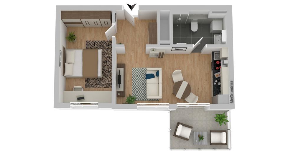Etagenwohnung Weiden in der Oberpfalz - 2 Zimmer, 50 m&sup2;, 900&euro; | Angebot:24865100