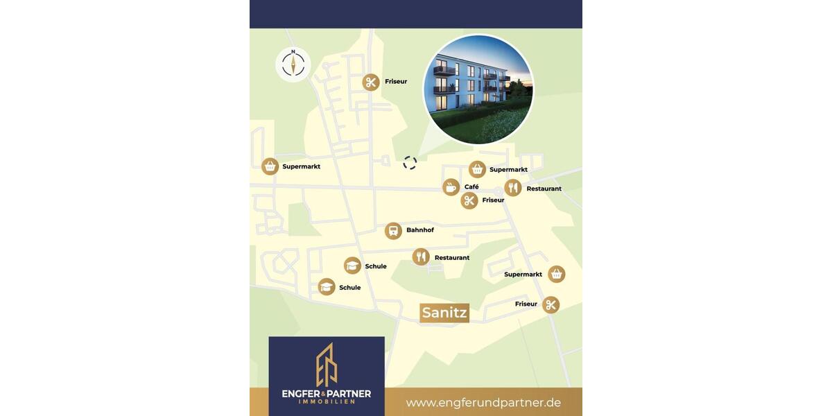 Etagenwohnung Sanitz - 2 Zimmer, 67 m&sup2;, 972&euro; | Angebot:23254442