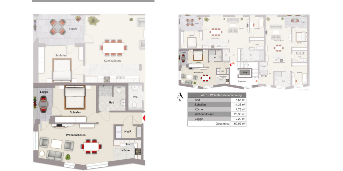 Etagenwohnung Rheda-Wiedenbrück Wiedenbrück - 2 Zimmer, 59 m&sup2;, 304.000&euro; | Angebot:24426614
