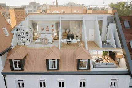 ROOFTOP LUXUSLOFT MIT SÜDTERRASSE | Architektur, Licht & Raumgefühl auf zwei Ebenen im Denkmal 3 zimmer