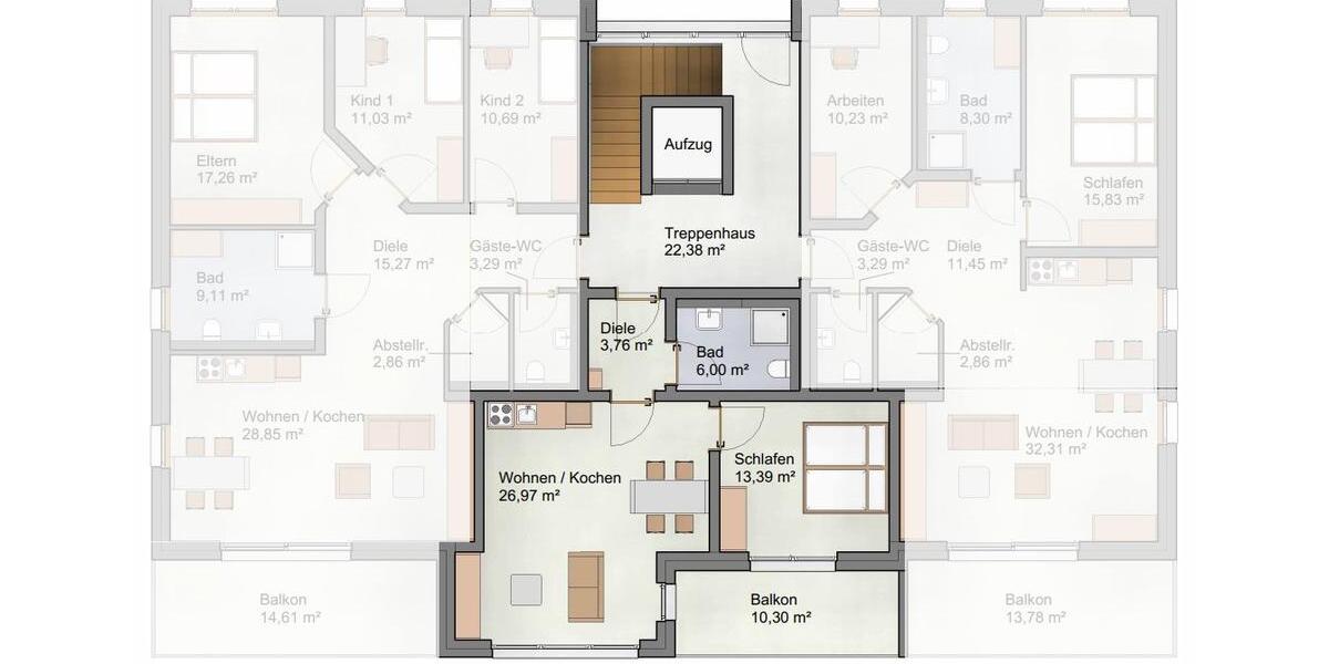 Etagenwohnung Leutershausen - 2 Zimmer, 53 m&sup2;, 229.900&euro; | Angebot:26249021