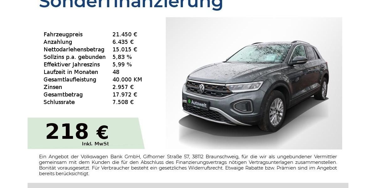 VW T-Roc 105.250 km 20.940 &euro; Nürnberg 90431