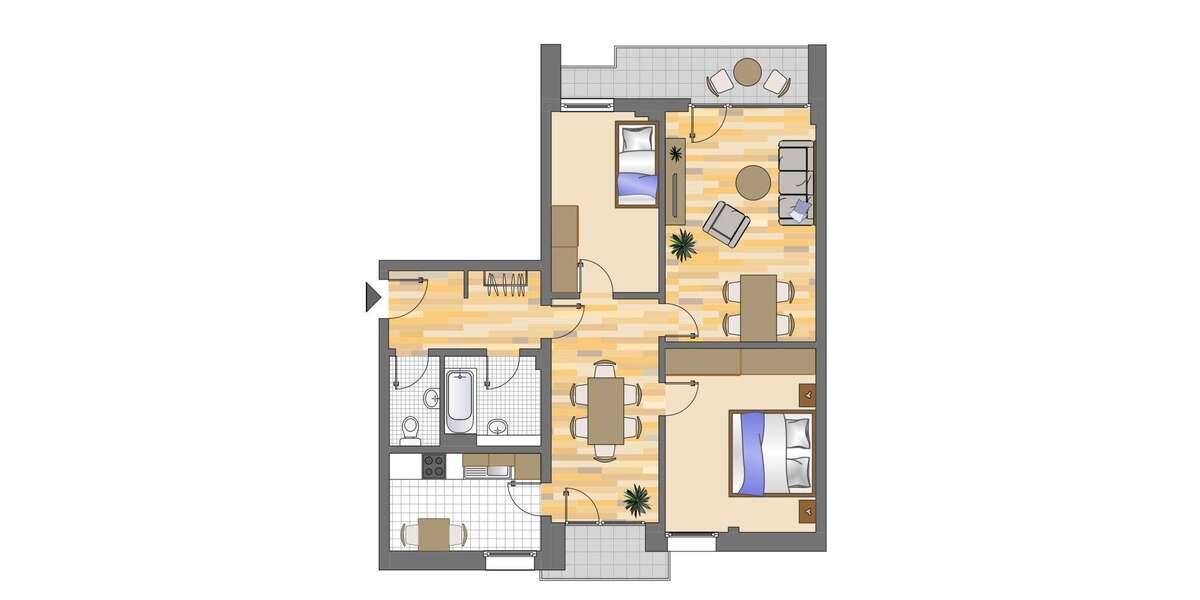 Etagenwohnung Düsseldorf Hassels - 3 Zimmer, 81 m&sup2;, 989&euro; | Angebot:27086351