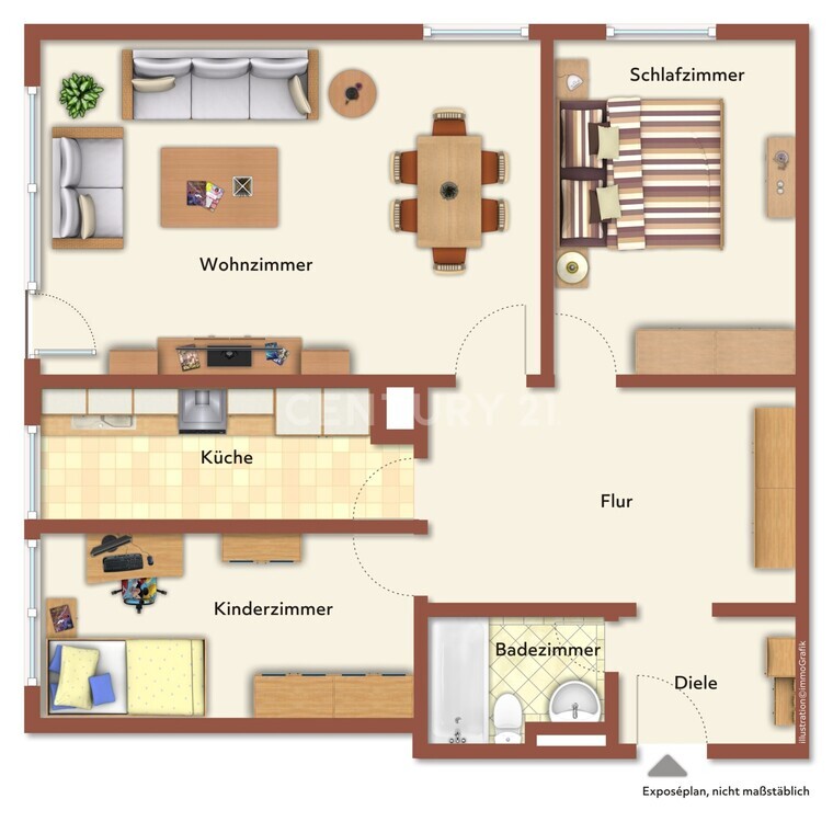 Stilvoll modernisierte 3,5-Zimmer-Wohnung mit Balkon, Aufzug und Stellplatz