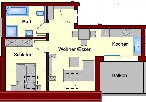 Dachgeschoßwohnung Petersberg - 2 Zimmer, 43 m&sup2;, 490&euro; | Angebot:26338592
