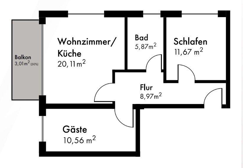 Etagenwohnung Feucht - 3 Zimmer, 59 m&sup2;, 1.000&euro; | Angebot:26380319