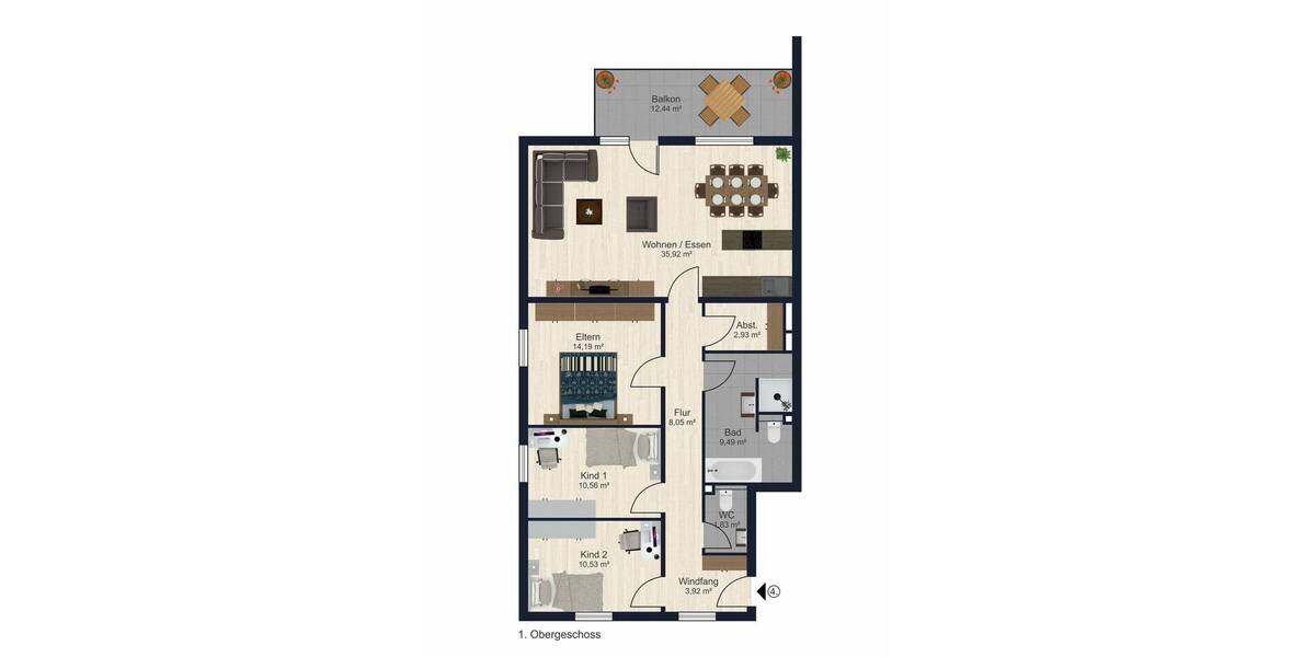 Etagenwohnung Neustadt an der Donau Mauern - 4 Zimmer, 103 m&sup2;, 399.000&euro; | Angebot:25691000