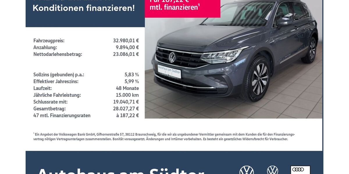VW Tiguan 22.670 km 32.980 &euro; Rietberg 33397