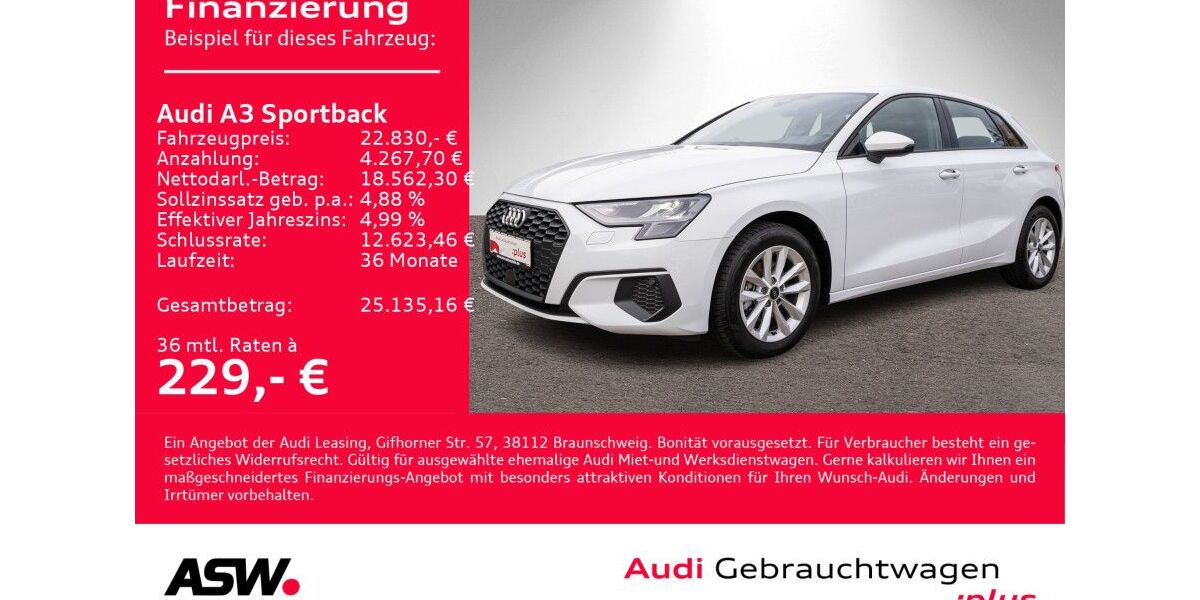 Audi A3 16.897 km 22.830 &euro; Heilbronn 74074