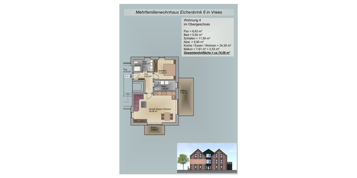 Etagenwohnung Werlte - 2 Zimmer, 75 m&sup2;, 765&euro; | Angebot:25519259
