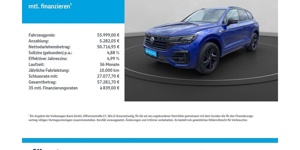 VW Touareg 65.028 km 55.999 &euro; Leinefelde-Worbis/DE 37327