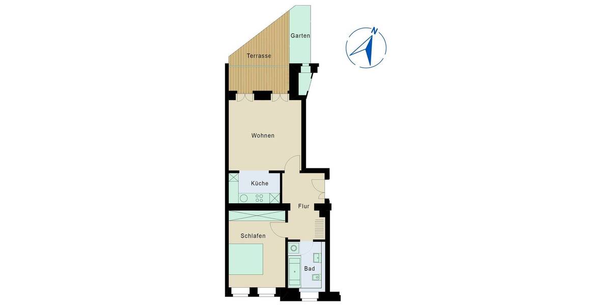 Etagenwohnung Leipzig Altlindenau - 2 Zimmer, 57 m&sup2;, 190.000&euro; | Angebot:26092667