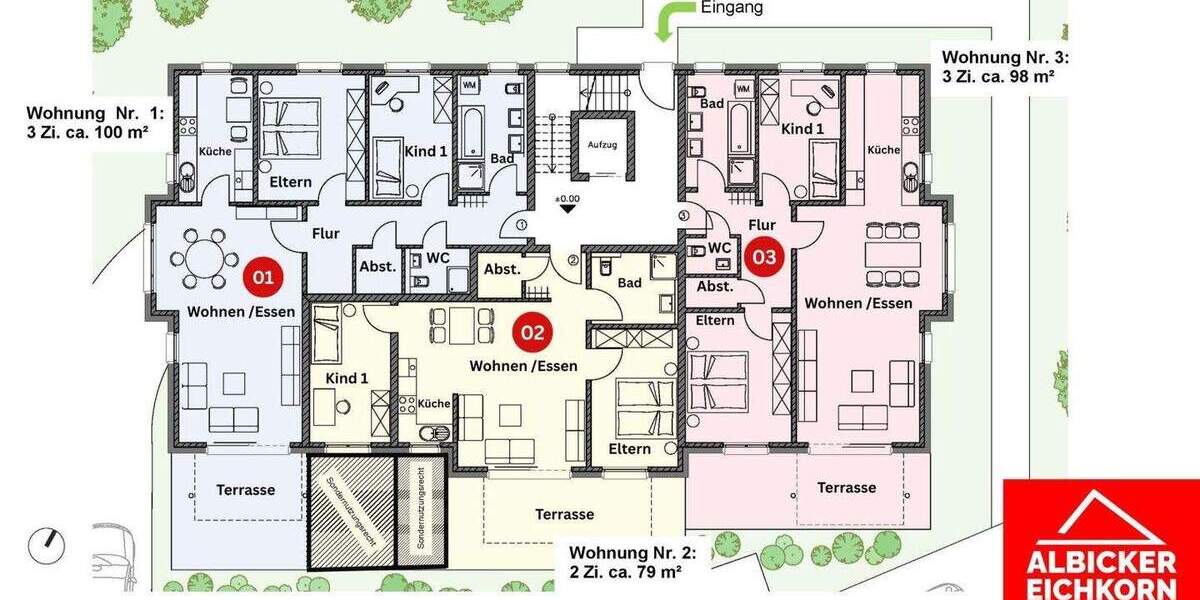 Etagenwohnung Küssaberg Kadelburg - 3 Zimmer, 100 m&sup2;, 469.000&euro; | Angebot:25696618