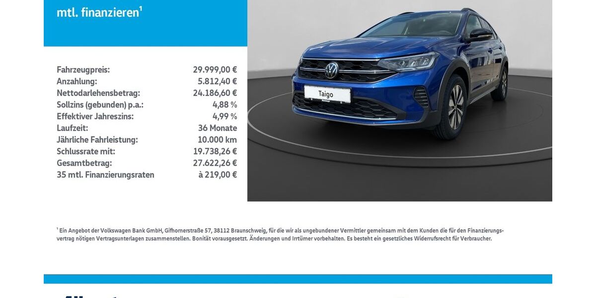 VW Taigo 2.755 km 27.819 &euro; Leinefelde-Worbis/DE 37327