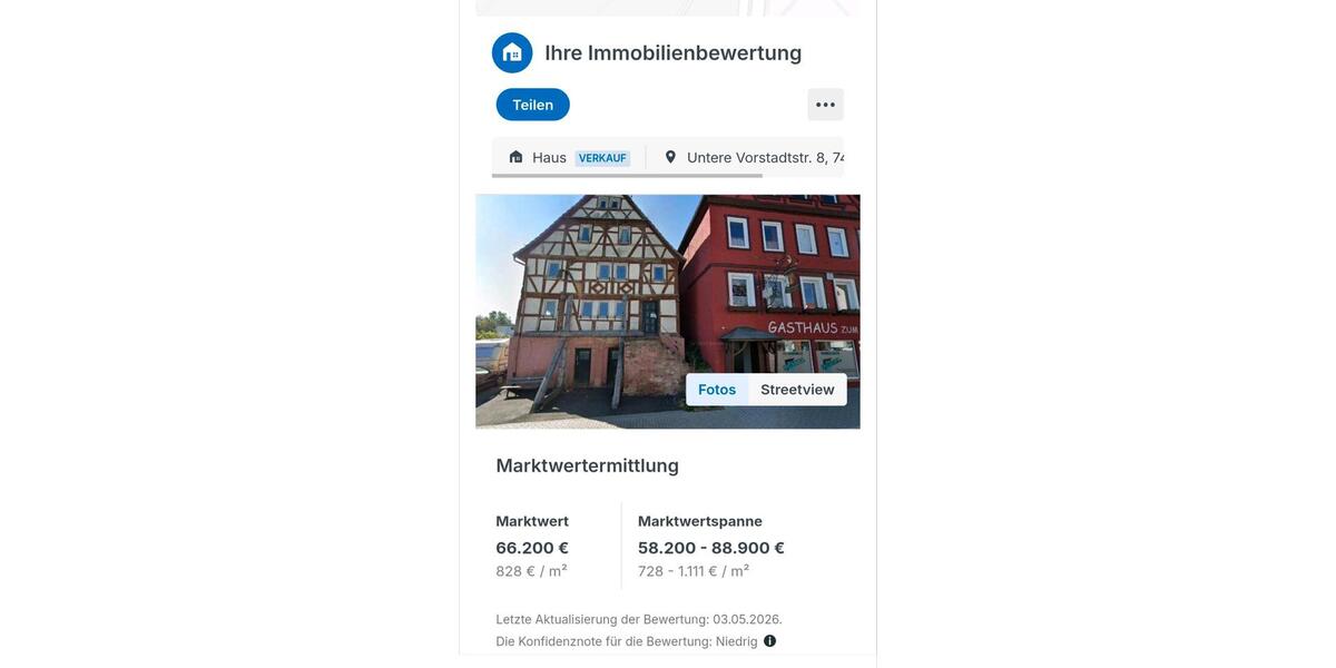 Doppelhaushälfte Walldürn - 4 Zimmer, 80 m&sup2;, 50.000&euro; | Angebot:26803128