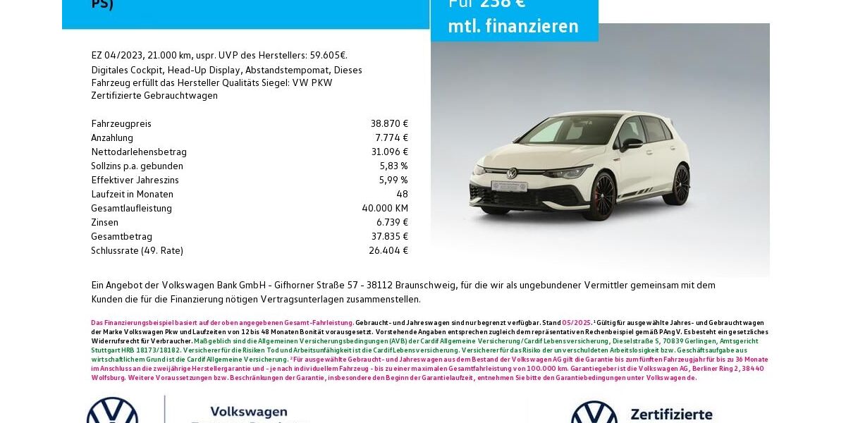 VW Golf 21.000 km 38.870 &euro; Bamberg 96052