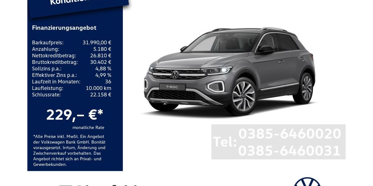 VW T-Roc 9.800 km 31.990 &euro; Schwerin 19061