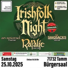 Irish Folk Night mit Rapalje, The Sandsacks und An Spirod 25.10.2025 Bürgersaal Kulturzentrum