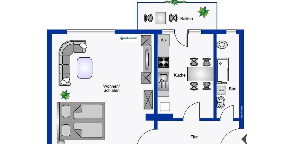 Etagenwohnung Wilhelmshaven Bant - 2 Zimmer, 42 m&sup2;, 55.000&euro; | Angebot:25996086