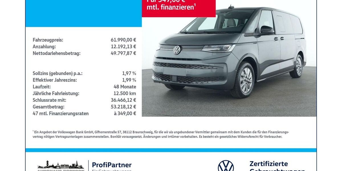 VW T7 Multivan 10.500 km 61.990 &euro; Rostock 18146