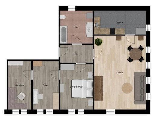 Etagenwohnung Weißwasser (Oberlausitz) - 4 Zimmer, 93 m&sup2;, 605&euro; | Angebot:26664454