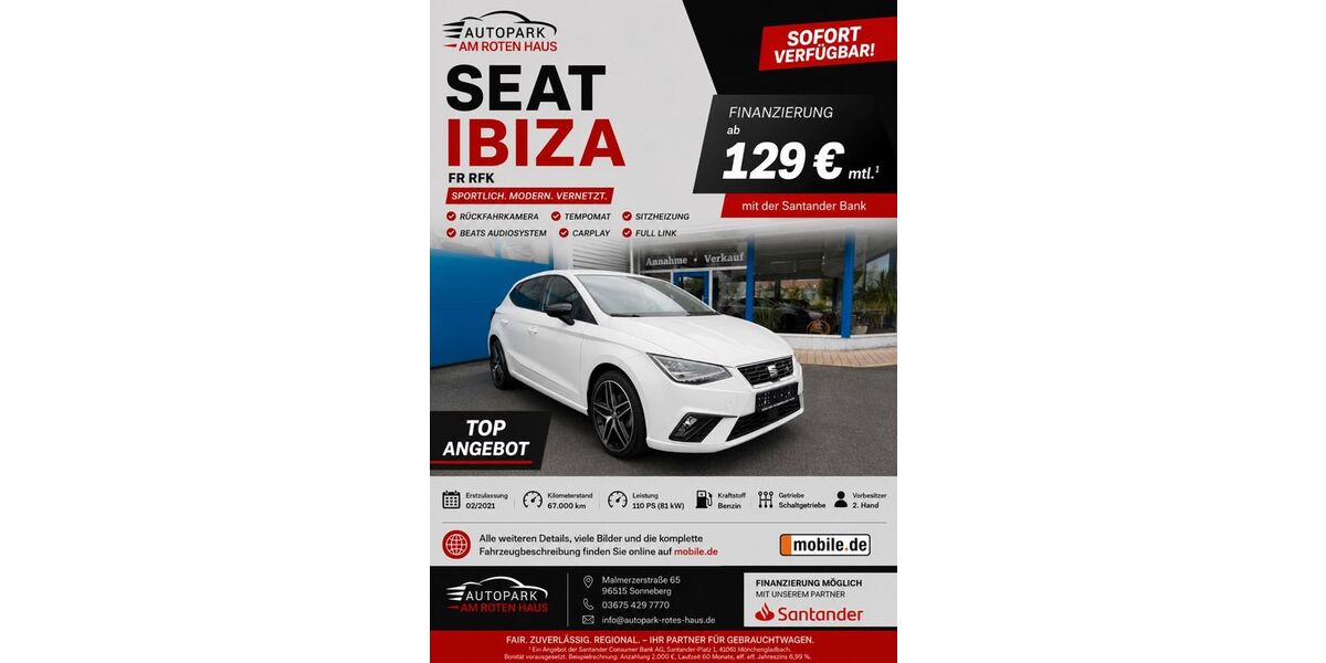 Seat Ibiza 62.000 km 15.999 &euro; Sonneberg 96515