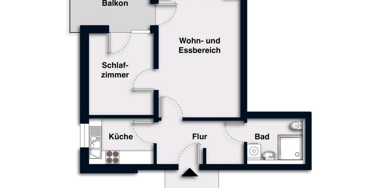 Etagenwohnung Rosengarten - 2 Zimmer, 55 m&sup2;, 1.030&euro; | Angebot:26050387