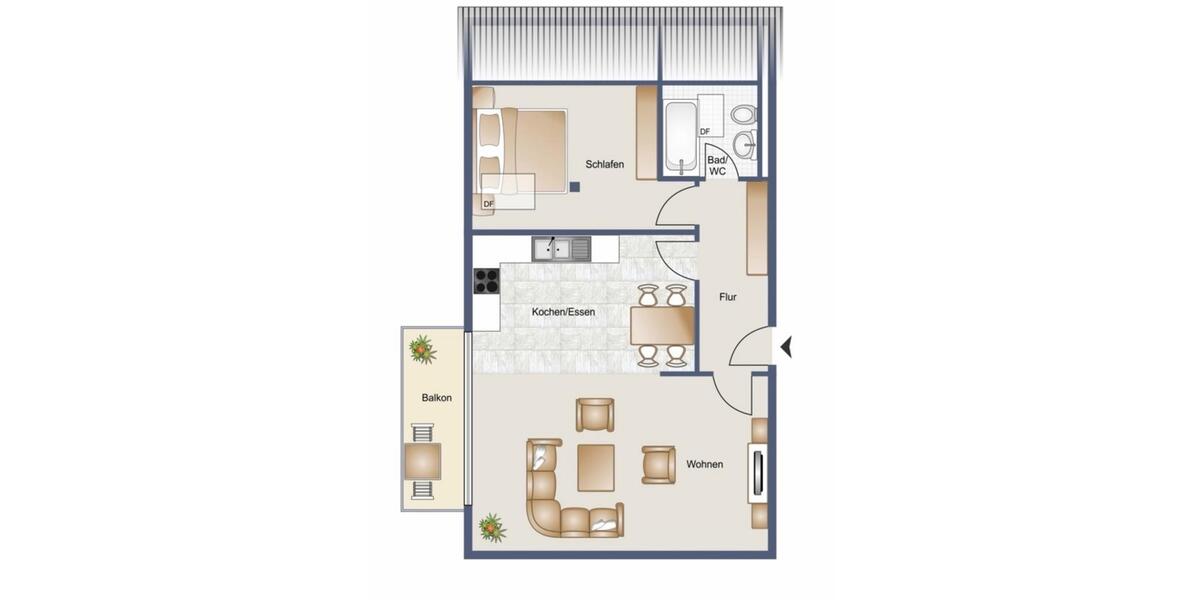 Dachgeschoßwohnung Murg - 2.5 Zimmer, 57 m&sup2;, 800&euro; | Angebot:26037612