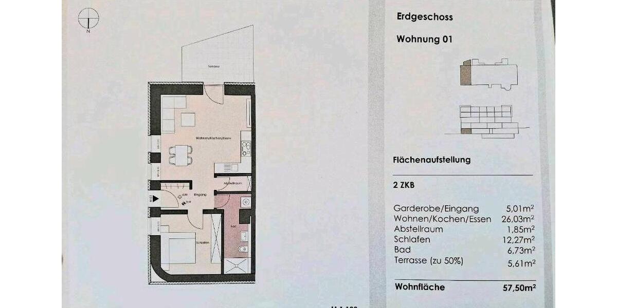 Erdgeschoßwohnung Kusel - 2 Zimmer, 58 m&sup2;, 225.000&euro; | Angebot:26416757