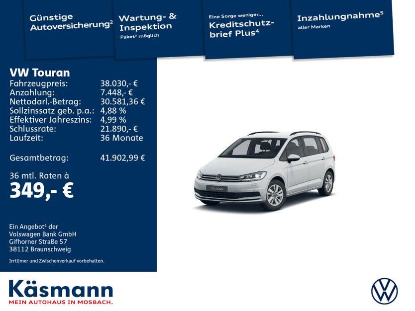 VW Touran 8.500 km 38.030 € Mosbach 74821