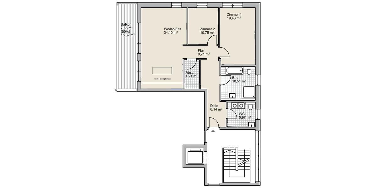 Etagenwohnung Bad Birnbach Asenham - 3.5 Zimmer, 108 m&sup2;, 1.135&euro; | Angebot:24845584