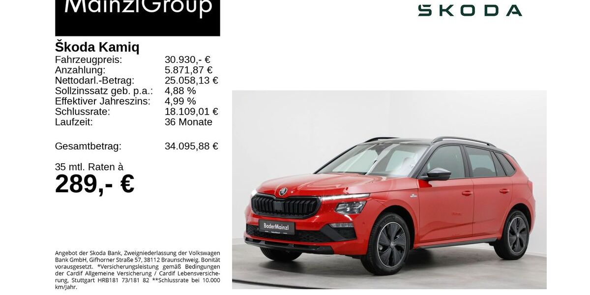 Skoda Kamiq 7.185 km 29.930 &euro; Feldkirchen/Westerham 83620