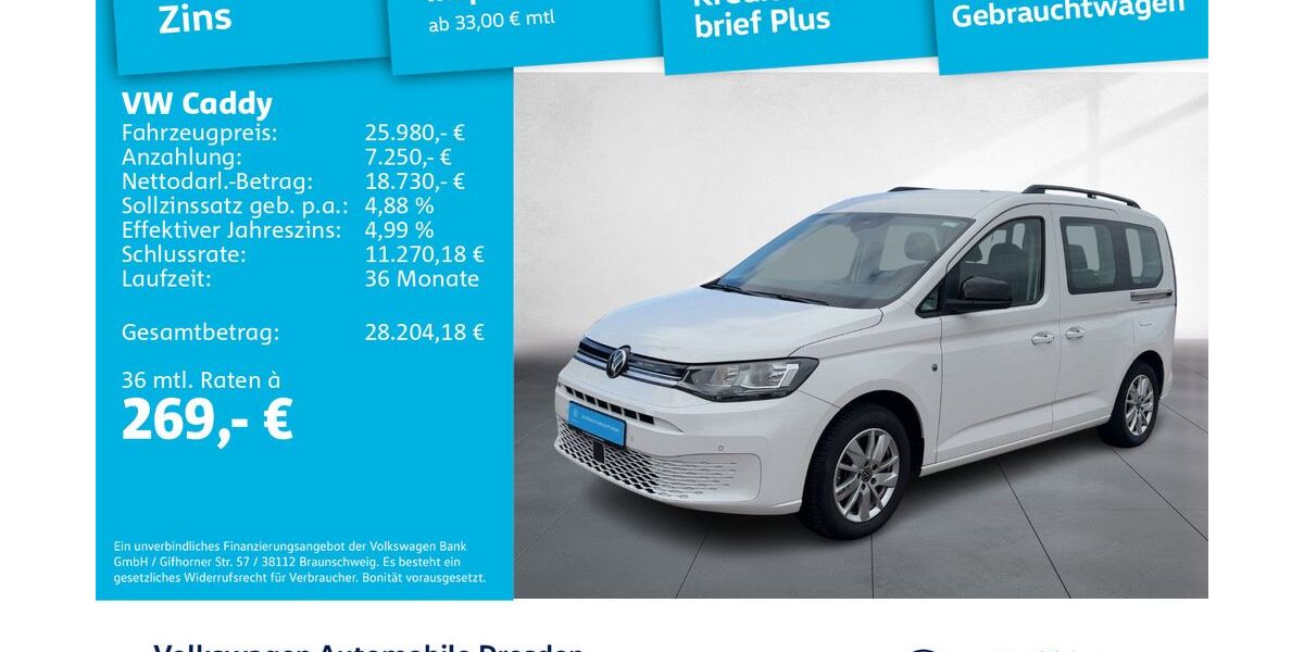 VW Caddy 60.422 km 25.980 € Dresden 01169