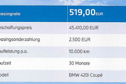 BMW 420 24.829 km 45.410 € Lübbecke 32312