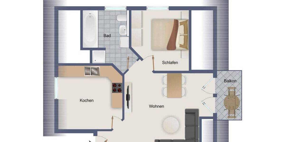 Etagenwohnung Aulendorf - 2 Zimmer, 56 m&sup2;, 199.000&euro; | Angebot:26702521