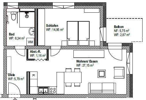 Etagenwohnung Lauter-Bernsbach Bernsbach - 2 Zimmer, 57 m&sup2;, 543&euro; | Angebot:25390909