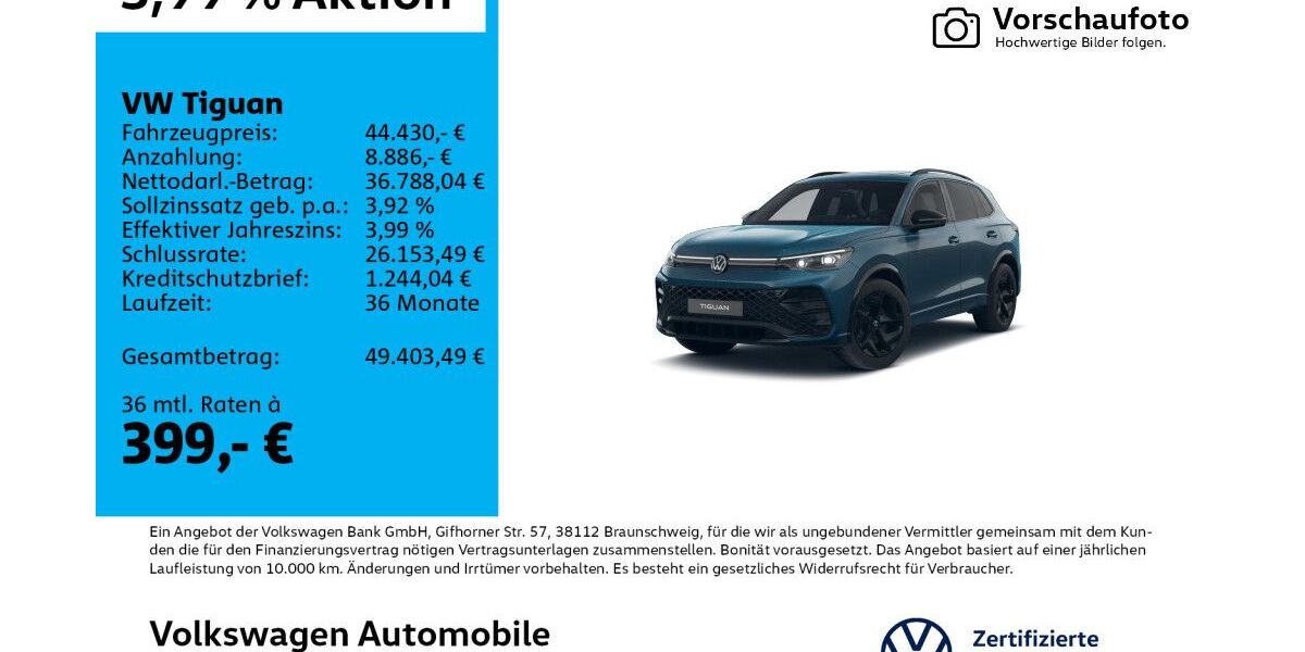 VW Tiguan 8.336 km 44.430 &euro; Leipzig 04277