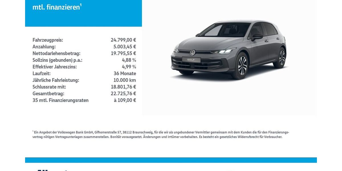 VW Golf 10.932 km 24.799 &euro; Nordhausen 99734