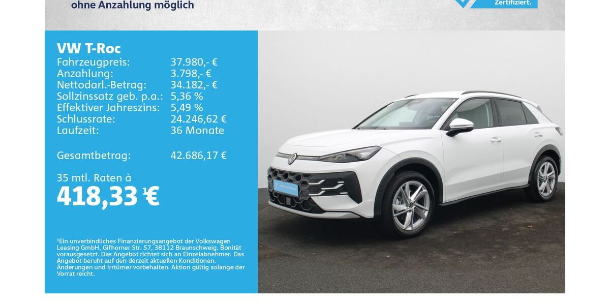 VW T-Roc 5.000 km 34.980 &euro; Würzburg 97076