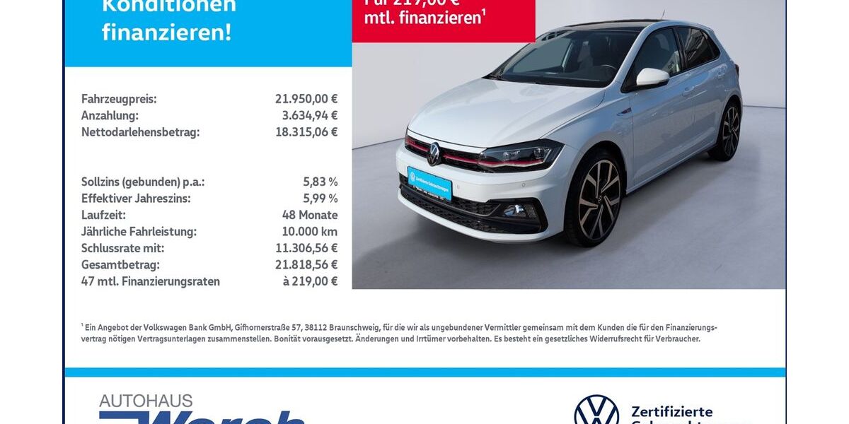 VW Polo 67.654 km 21.949 &euro; Südharz 06536