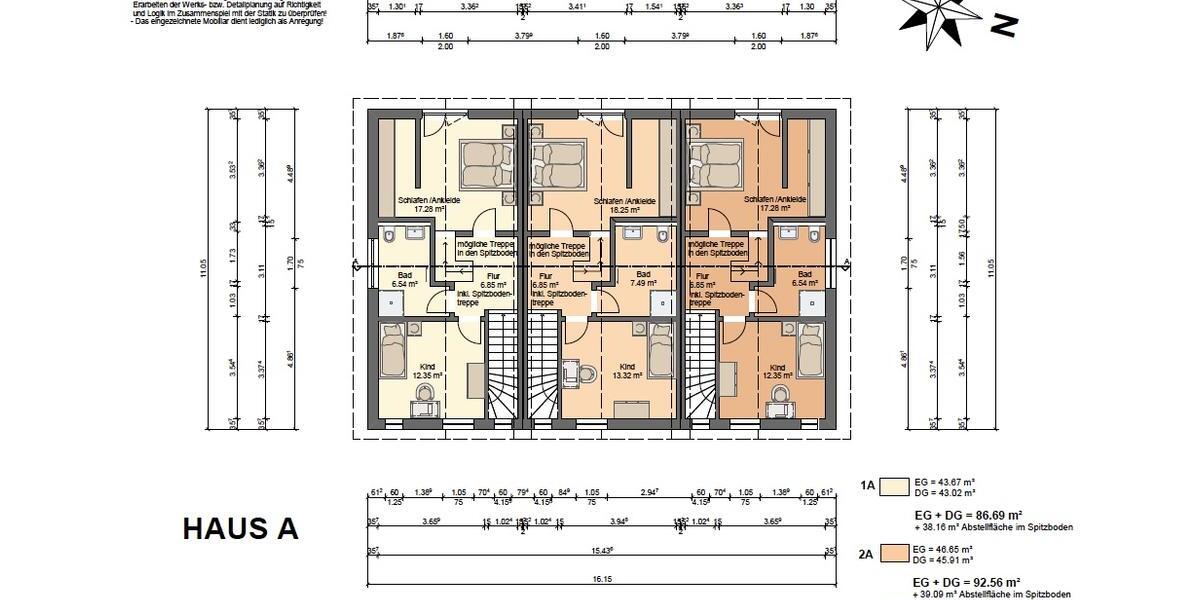 Etagenwohnung Ganderkesee - 3 Zimmer, 92 m&sup2;, 358.500&euro; | Angebot:26501893